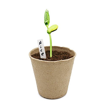 KINGLAKE 100 Pcs 3 Inch Peat Pots, Seeds Starter, Transplant Seedlings With 100 Pcs White Plastic Plant Labels - size: 3 Inch