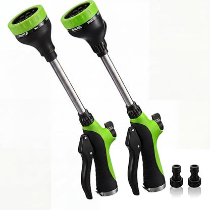 Hushee 2 Pack 16 Inch Metal Watering Wand for Garden Hose, 8 Pattern, Green - color: Green