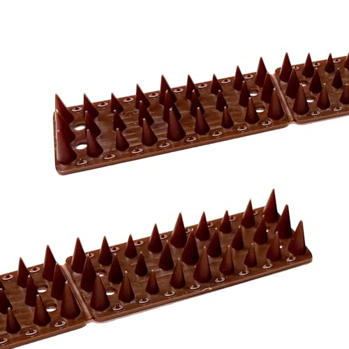 Bird Spikes,Brown 12 Pack,Bird Spikes for Outside to Keep Cats, Raccoons, Squirrels, Pigeons Away, Cat Spikes for Indoor & Outdoor Garden,11.8 Ft,Plastic Spike for Fences - color: Brown, size: 11.8 Feet