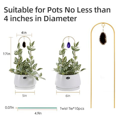 2PCS Small Gold Plant Trellis for Indoor Potted Climbing Plants with Agate - color: 02-Purple Black