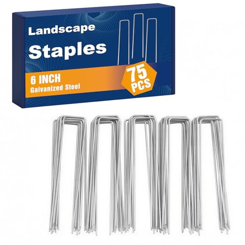 Whonline 75 Pack Landscape Staples 6 Inch, Galvanized Garden Stakes - color: 6 Inch-75 Pcs