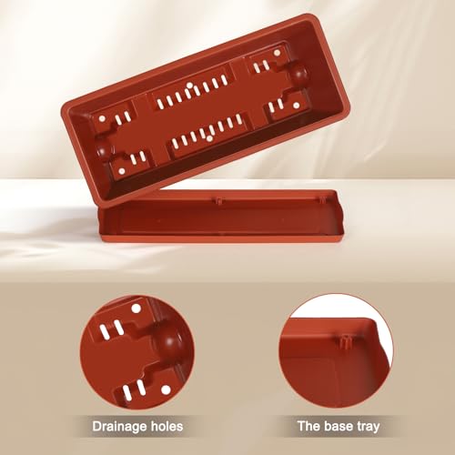 CADUKE 6 PCS Railing Planter Boxes Red Window Planter Boxes with Bracket - color: Red