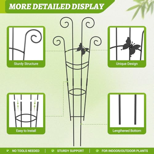 Plant Trellis 2 Pack Trellis for Potted Plants 29.96 in Trellis for Climbing Plants Indoor Plant Support Expandable Metal Monstera Plant Support for Pothos Ivy with Plant Ties - size: 29.96in, 2P