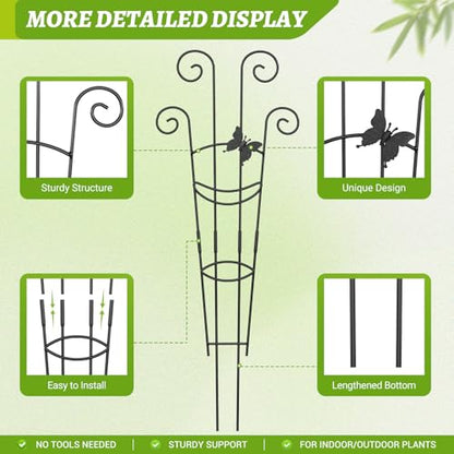 Plant Trellis 2 Pack Trellis for Potted Plants 29.96 in Trellis for Climbing Plants Indoor Plant Support Expandable Metal Monstera Plant Support for Pothos Ivy with Plant Ties - size: 29.96in, 2P