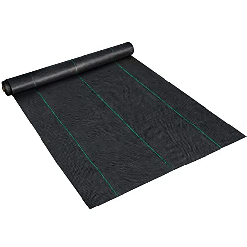 Happybuy 6.5FTx330FT Premium Weed Barrier Landscape Fabric Heavy Duty 3.2OZ, Woven Weed Control Gardening Mat, High Permeability Good for Flower Bed, Geotextile Fabric, Driveway Fabric, Ground Cover - size: 6.5FTx330FT-3.2OZ