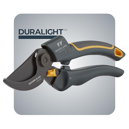 Woodland Tools Co. Duralight Bypass Pruning Shears – 5/8" Cut Capacity, Lightweight Hand Pruner, High Carbon Steel Blade, Adjustable Lock, Internal Spring, Soft Grip Garden Tool for Plants and Shrubs - style: Compact Duralight Pruner
