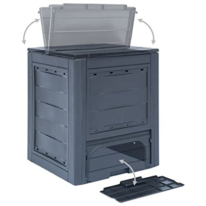 Plastic Compost Bin 23.6x23.6x28.7 Inches Outdoor Garden Composter with Split Lid for Organic Waste Collection