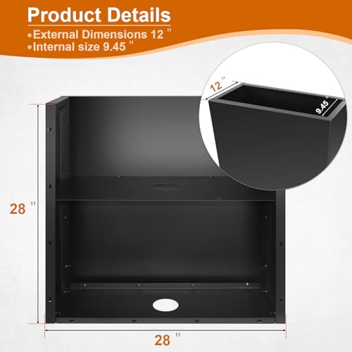 28"x12"x28" Galvanized Steel Planter Box, Large Metal Planter Box - color: Black, size: 28"L x 12"W x 28"H