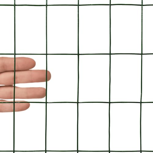 16GA PVC Green 48in x25ft-3in x 2in Welded Wire Mesh Garden Economy Fence - color: Green, size: 48"x25\'-3"x2" 16GA