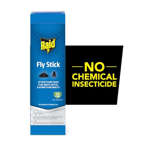 Raid Fly Stick Flying Insect Trap for Indoor/Outdoor Use, 6 Pack, Over 150 Insects Per Stick, Fly Sticky Trap for Flies, Gnats & Moths, Lasts Up to 3 Months, People & Pet Friendly, Hang or Place