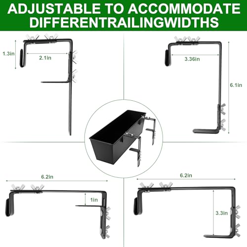 Metal Railing Planter, 16 Inch Rectangular Window Box with Adjustable Brackets, Drainage Holes, for Balcony Deck, 4 Pack (Retro, Rectangular) - color: Retro