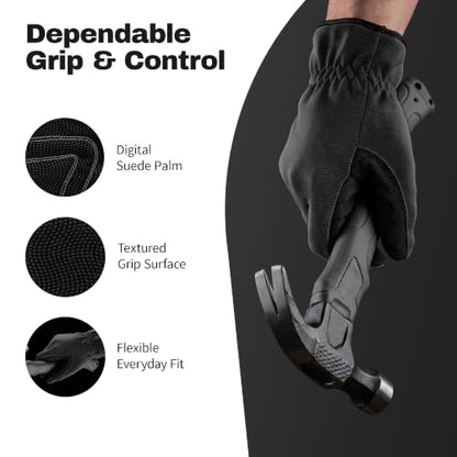 Grip Pro Washable Touch Screen Utility Gloves - color: Black, size: Medium