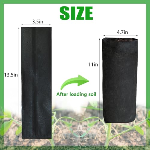 50PCS Deep Nursery Grow Bags, Black Plant Grow Bag for Starting Rooted Plants Vegetable, Flower, Seedling Tree Seedling Pots, 13.5" H Before Loading Soil - size: 13.5''H