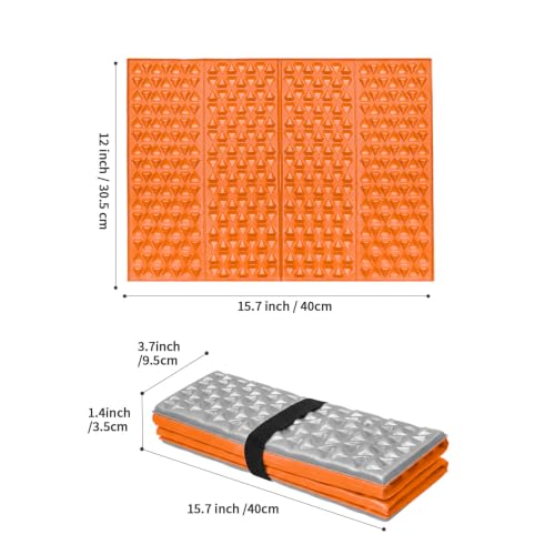 FOCHIER F Stadium Seat Pad, Foam Sitting Pad Mat, Diamond Foldable Camping Seat Cushion for Bleachers, Outdoor Hiking, Backpacking, Picnic, Fishing, Concert,Mountaineering - color: Orange 2PC