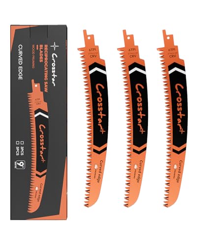 Crosstar 3 Pack Arc Edge Reciprocating Saw Blades,9inch 6TPI, Wood Pruning - size: 3pcs 9in