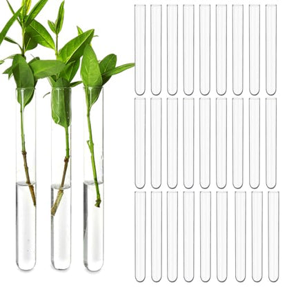 30Pcs 15ml Clear Plastic Test Tubes for Plant Propagation, Hydroponic Flower Vases, Round Bottom Tubes for Science Experiments, Candy Beads Storage, Home Office Wall Decor (5.9", 0.63" Dia)