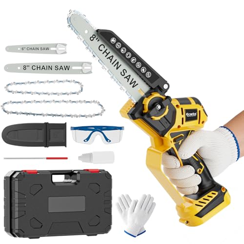 Ecarke Mini Chainsaw Compatible with Dewalt 20V Battery - color: Yellow, size: 8 Inch & 6 Inch