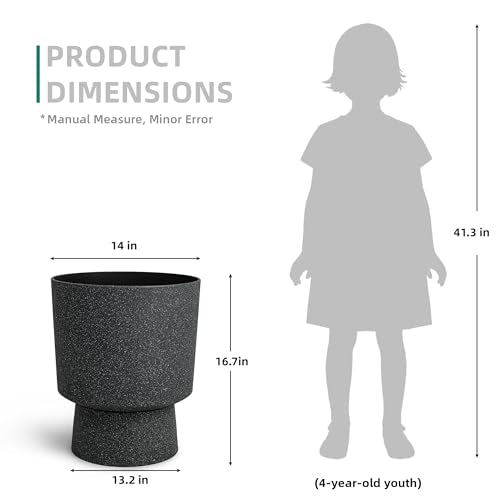 Autodaya 16.8" Urn-Style Planters Set of 2, Black Terrazzo Pedestal - color: 16.8"h-black Terrazzo