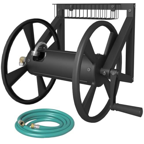 Artigarden Triangle Wall Mounted Garden Hose Reel Outdoor Hose Holder Black - color: Black