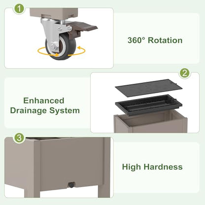 Fancyango Raised Garden Bed with Wheels 26.3" H -Gray - color: Gray, size: 26.3"H