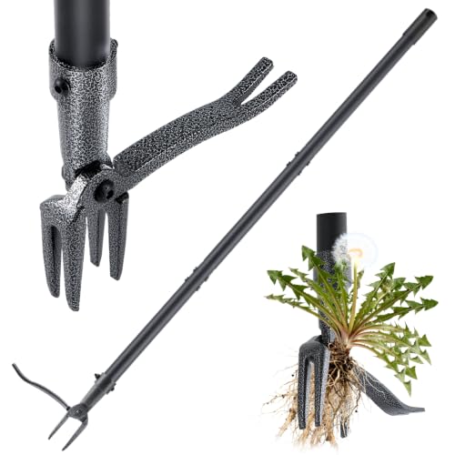 Stand Up Weed Puller Tool, 46'' All-Steel Handle, Heavy Duty Weeder