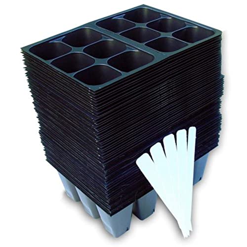 Seedling Starter Trays, 720 Cells: (120 Trays; 6-cells Per Tray), Plus 5 Plant Labels - size: 1 Pack