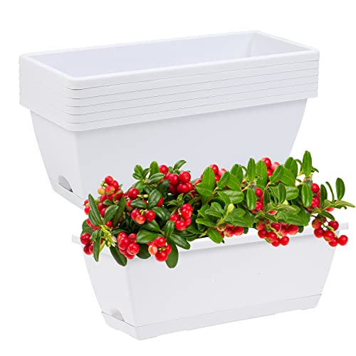 CHUKEMAOYI Window Box Planter,7Pack Plastic Vegetable Flower Planters Boxes - color: White, size: 16.6 x 7 x 5.9 inches