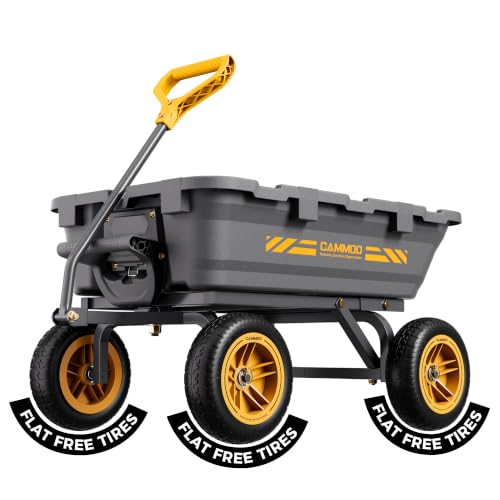 CAMMOO 10-in NO-Flat Tires 900lb Garden Dump Cart Wheelbarrow Garden Wagon - color: Gray
