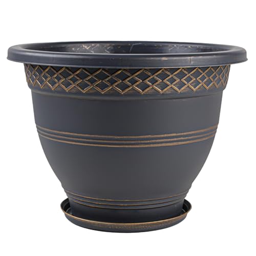 Usocik 10 Inch Plant Pots, 4 Pack, Gold Plaid - color: Gold, size: 10 Inch - 4 Pack