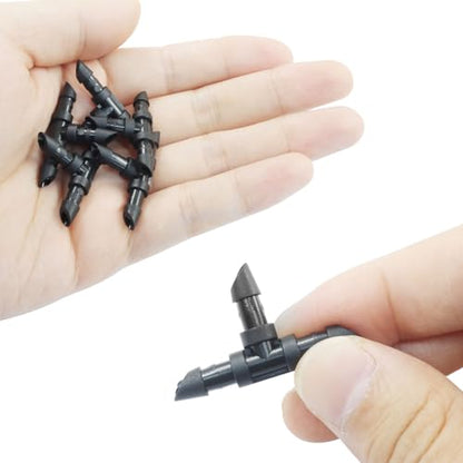 Murtenze 150 Pack Barbed Tee Fittings, 1/4 Inch Sharp End Connectors Drip Irrigation Universal Coupling Fitting for Garden Sprinkler Systems - size: Tee-150P