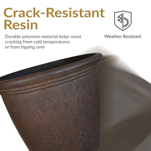Sunnydaze Anjelica 24'' Large Plastic Planter Pot for Plants, Rust - color: Rust, size: 24 in