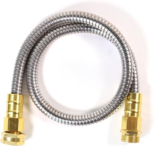 Short Metal Garden Hose 3 ft – 304 Stainless Steel Water Hose Leader, Flexible Hose Extension, Small Lightweight Hose Extender,No Kink Outdoor Hose (3 ft) - size: 3 feet