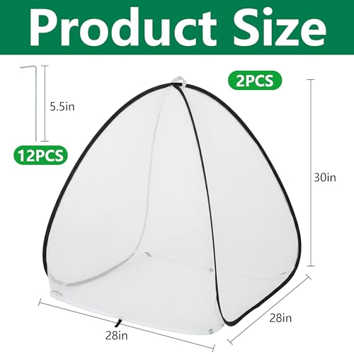 2Pcs Pop Up Insect Barrier Plant Cover Tent,Plant Protectors Mesh Enclosure - color: 30 X 28 X 28 Inch