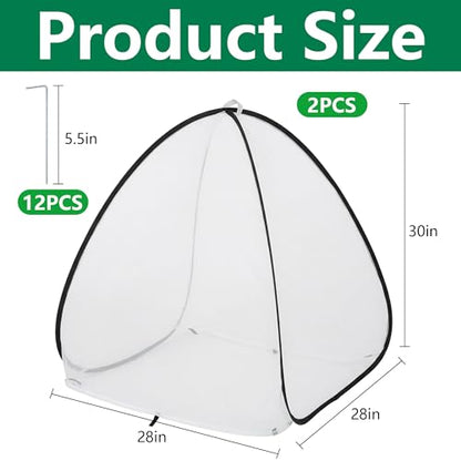 2Pcs Pop Up Insect Barrier Plant Cover Tent,Plant Protectors Mesh Enclosure - color: 30 X 28 X 28 Inch