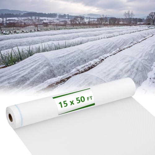 Tigeen 15 x 50 ft Frost Cloth for Plants, 45gsm Heavy Duty Frost Cover - size: 15 x 50 ft