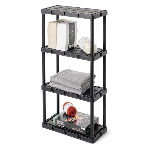 Gracious Living Knect-A-Shelf 4 Shelf Light Duty Storage Rack, Black - color: 4 Shelf - Black, size: 1 Pack