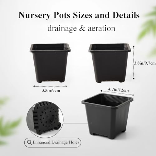 25 Packs Square Nursery Pots for Plants 4.7 Inch Seedling Pots with Holes - size: 4.7 Inch