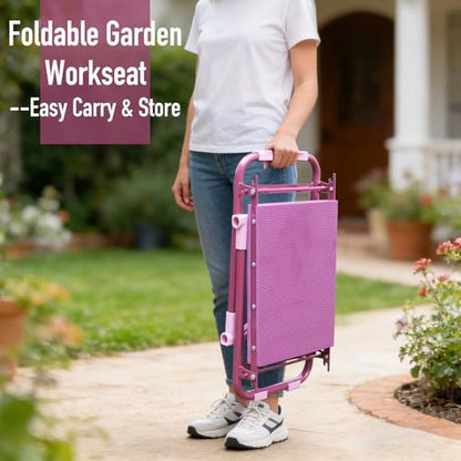 Folding Garden Stool and Kneeler, Heavy Duty Garden Kneeler and Seat, Kneeling Device for Gardening, Gardeners and Seniors (Purple) - color: Purple