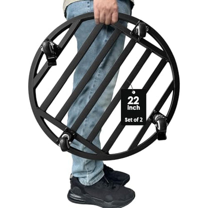 22" Metal Plant Caddy with Wheels Heavy Duty,Round Large Plant Stand Indoor Outdoor Use,Rolling Plant Dolly with Industrial Casters,Rust-Proof Black Plant Tray for Large Planters Pots,2-Pack - size: 22-Inch (2-Pack)