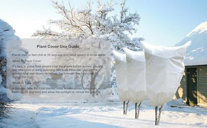 Gardzen 5-Pack Plant Cover Drawstring Tree Cover, Winter Freeze Plant Protection, Tree Jacket Frost Blanket for Outdoor Plants, 31" x 40" - size: 31" x 40"