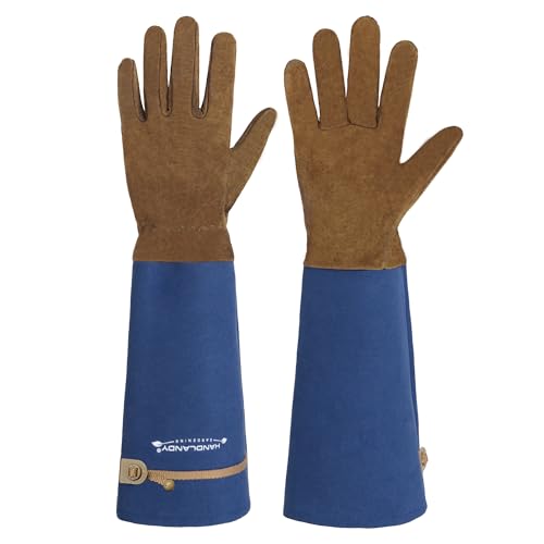 HANDLANDY Rose Pruning Gloves for Men Women, Thorn Proof Gardening Gloves - color: Blue, size: Large (Pack of 1)