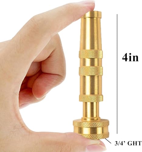 Brass Garden Hose Nozzle Bundle High-Pressure Heavy Duty Adjustable Spray 3/4" GHT for Patio Garden Hose Sprayer (2Packset) - color: antiquebrass