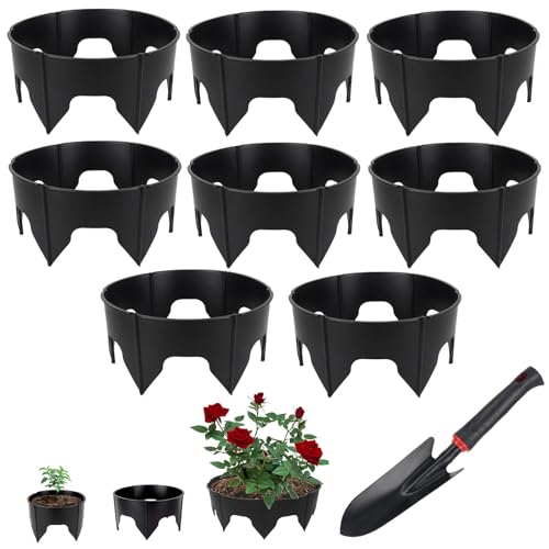 48PCS Planting Grow Rings with Shovel Black Garden Rings for Plants