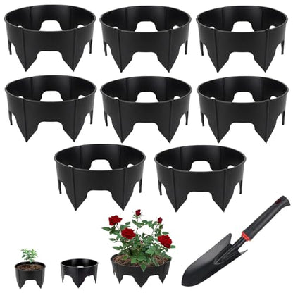 48PCS Planting Grow Rings with Shovel Black Garden Rings for Plants