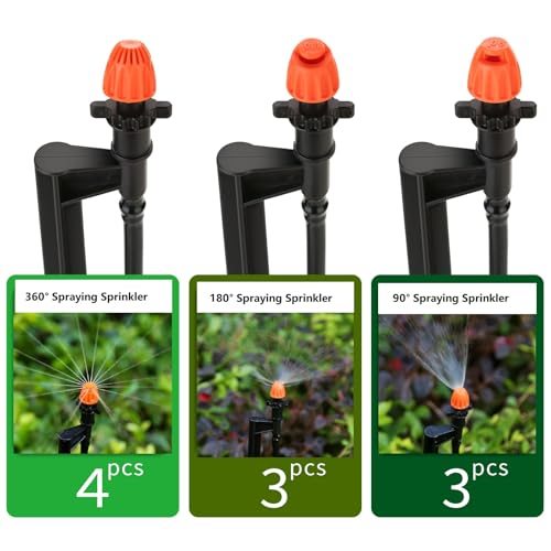 10 Sets Mixed 360/180/90 Degree Drip Irrigation Sprinkler Sprayers - size: 10 Set Mixed Drip Sprinklers