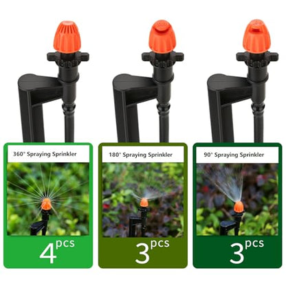 10 Sets Mixed 360/180/90 Degree Drip Irrigation Sprinkler Sprayers - size: 10 Set Mixed Drip Sprinklers