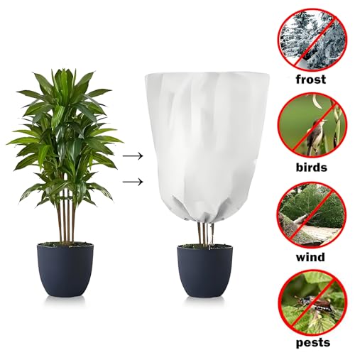 5-Pack Plant Covers Freeze Protection, Drawstring Tree Cover with Zipper, Winter Freeze Plant Protection, Tree Jacket Frost Blanket for Outdoor Plants, 78.7”×94.5” - size: 54"×72"
