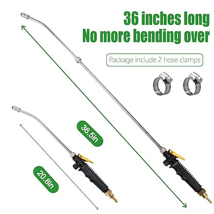 Sprayer Wand,Adjustable Universal Sprayer with 3/8" Brass Barb, Stainless Steel Replacement Sprayer Wand with Shut off Valve (36 Inches Sprayer Wand) - color: 36 Inches Sprayer Wand - 3/8" Barb