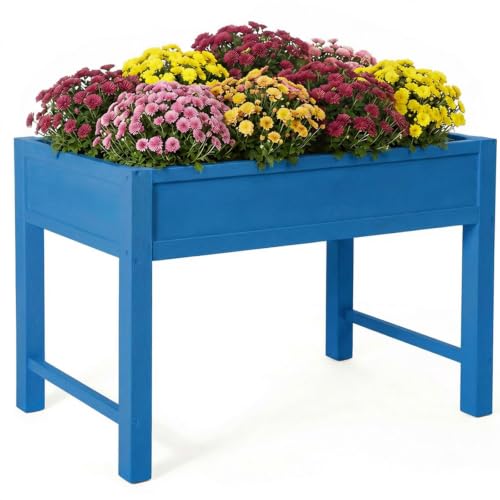 PASAMIC Raised Garden Bed with Legs, 40" HIPS Sturdy Elevated Planter Box - color: Blue, size: 40x24x30in