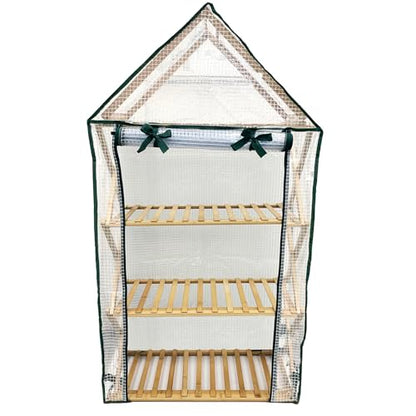 Ferry-Morse Plant Stand - Multi-Tier Indoor Outdoor with Roof Cover - Bamboo - size: Indoor Plant Stand, Roof Attachments & Cover